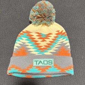 Taos Women’s Geometric Beanie - Orange, Teal, Gray